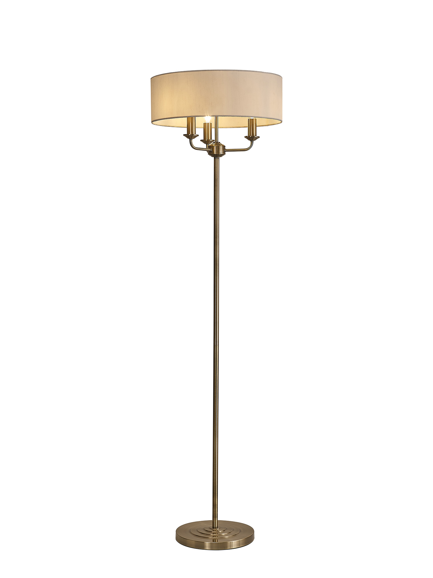 DK0901  Banyan 45cm 3 Light Floor Lamp Antique Brass; White